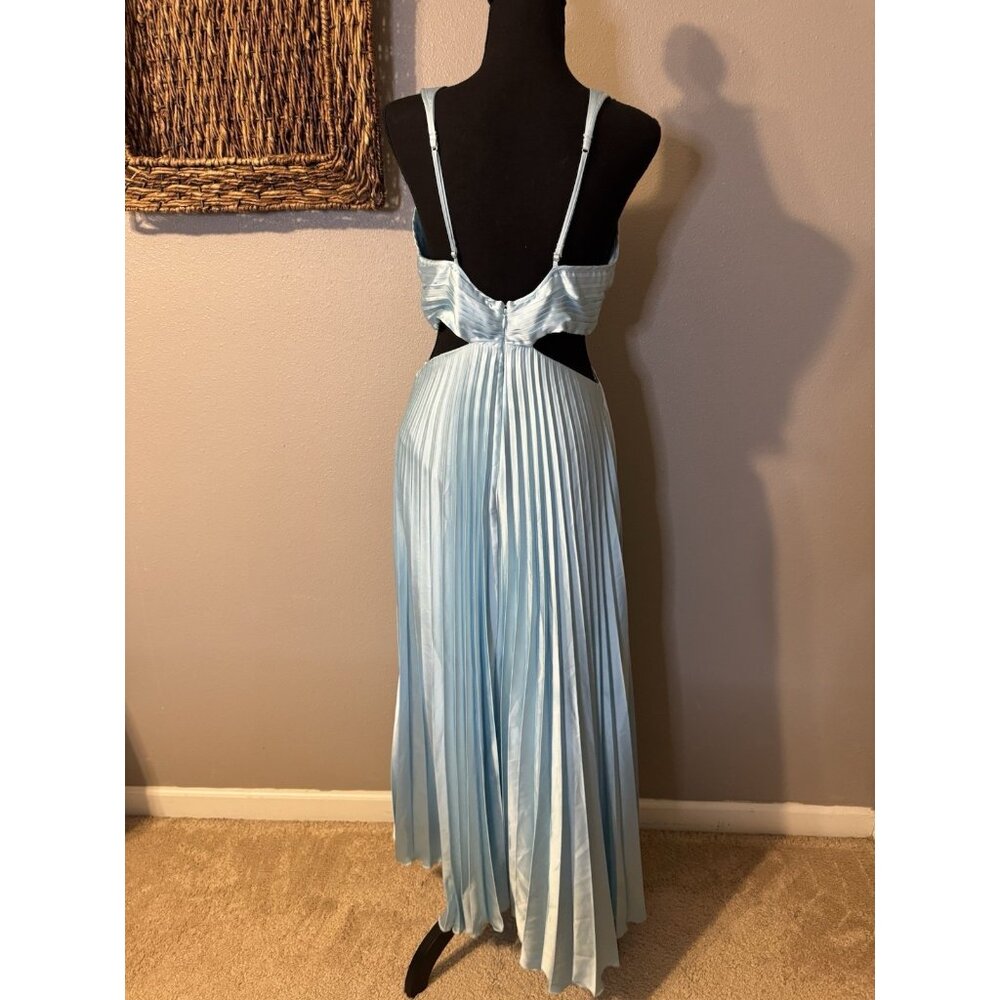 Abercrombie & Fitch Long Dress M Tall Halter Tie Back Floral Cut Out Pleated NEW - Picture 11 of 16